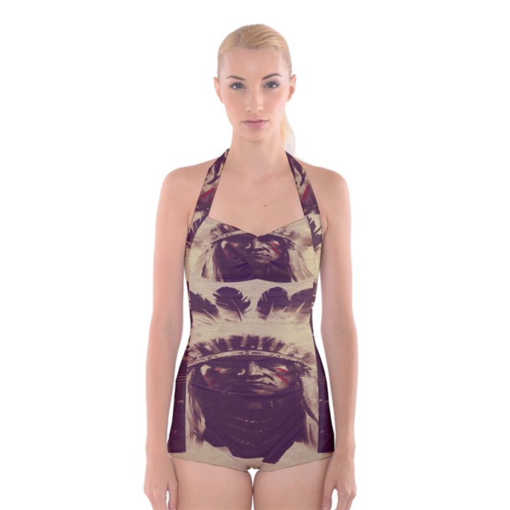 Indian Boyleg Halter Swimsuit 