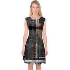 Blacktechnology Circuit Board Electronic Computer Capsleeve Midi Dress by BangZart