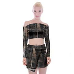 Blacktechnology Circuit Board Electronic Computer Off Shoulder Top With Skirt Set by BangZart