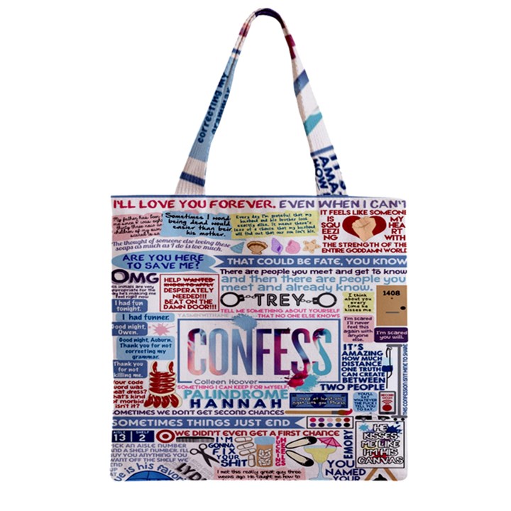 Book Collage Based On Confess Zipper Grocery Tote Bag