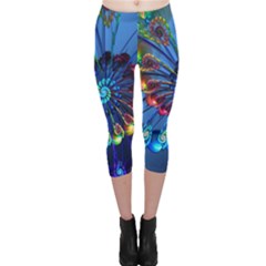 Top Peacock Feathers Capri Leggings 