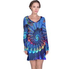 Top Peacock Feathers Long Sleeve Nightdress