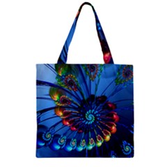 Top Peacock Feathers Zipper Grocery Tote Bag by BangZart