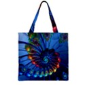 Top Peacock Feathers Zipper Grocery Tote Bag View1