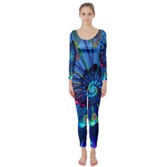 Top Peacock Feathers Long Sleeve Catsuit by BangZart