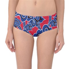 Batik Background Vector Mid-waist Bikini Bottoms