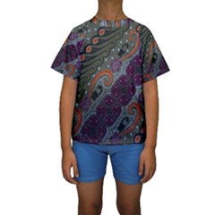 Batik Art Pattern  Kids  Short Sleeve Swimwear