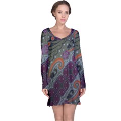 Batik Art Pattern  Long Sleeve Nightdress