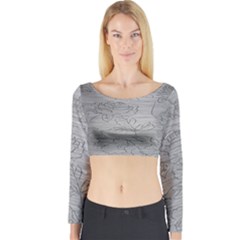 Embossed Rose Pattern Long Sleeve Crop Top by BangZart