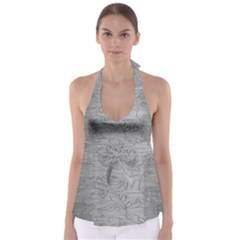 Embossed Rose Pattern Babydoll Tankini Top by BangZart