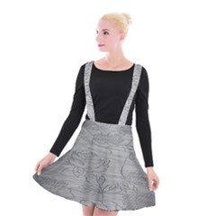 Embossed Rose Pattern Suspender Skater Skirt by BangZart