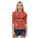 Golden Swirls Floral Pattern Quarter Sleeve Tee View1