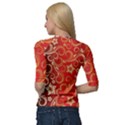 Golden Swirls Floral Pattern Quarter Sleeve Tee View2