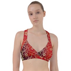 Golden Swirls Floral Pattern Sweetheart Sports Bra by BangZart