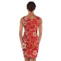 Golden Swirls Floral Pattern Wrap Front Bodycon Dress View2