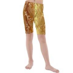 Golden Pattern Vintage Gradient Vector Kids  Mid Length Swim Shorts