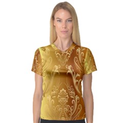 Golden Pattern Vintage Gradient Vector V-neck Sport Mesh Tee