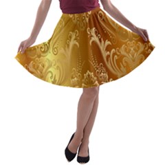 Golden Pattern Vintage Gradient Vector A-line Skater Skirt by BangZart