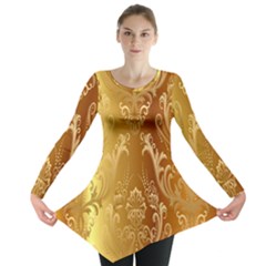 Golden Pattern Vintage Gradient Vector Long Sleeve Tunic  by BangZart