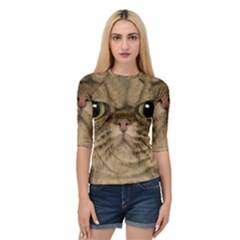 Cute Persian Catface In Closeup Quarter Sleeve Tee