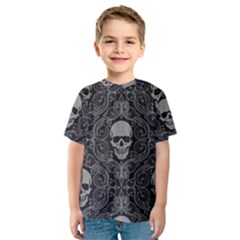 Dark Horror Skulls Pattern Kids  Sport Mesh Tee