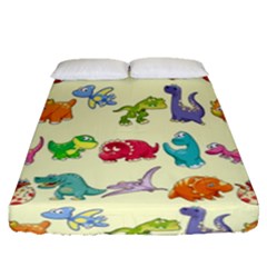 Group Of Funny Dinosaurs Graphic Fitted Sheet (queen Size) by BangZart