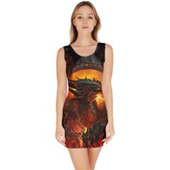 Dragon Legend Art Fire Digital Fantasy Bodycon Dress by BangZart