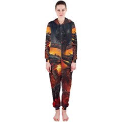 Dragon Legend Art Fire Digital Fantasy Hooded Jumpsuit (ladies)  by BangZart