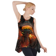 Dragon Legend Art Fire Digital Fantasy Side Drop Tank Tunic by BangZart