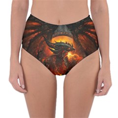 Dragon Legend Art Fire Digital Fantasy Reversible High-waist Bikini Bottoms by BangZart