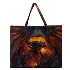 Dragon Legend Art Fire Digital Fantasy Zipper Large Tote Bag