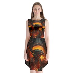 Dragon Legend Art Fire Digital Fantasy Sleeveless Chiffon Dress   by BangZart