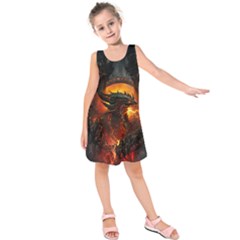 Dragon Legend Art Fire Digital Fantasy Kids  Sleeveless Dress by BangZart