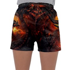 Dragon Legend Art Fire Digital Fantasy Sleepwear Shorts by BangZart