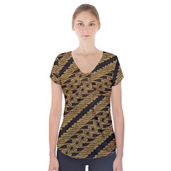 Traditional Art Indonesian Batik Short Sleeve Front Detail Top