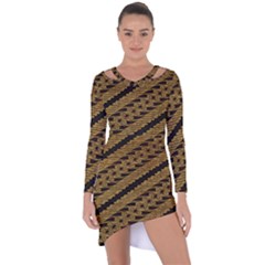 Traditional Art Indonesian Batik Asymmetric Cut-out Shift Dress by BangZart