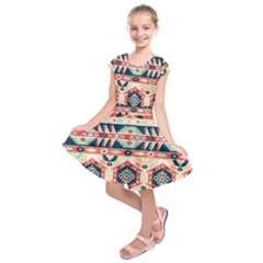 Aztec Pattern Kids  Short Sleeve Dress by BangZart