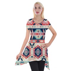 Aztec Pattern Short Sleeve Side Drop Tunic