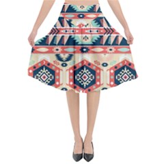 Aztec Pattern Flared Midi Skirt