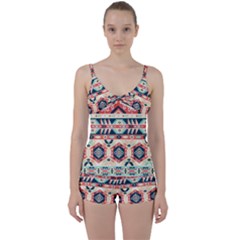 Aztec Pattern Tie Front Two Piece Tankini