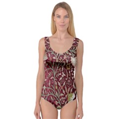 Crewel Fabric Tree Of Life Maroon Princess Tank Leotard  by BangZart