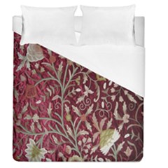 Crewel Fabric Tree Of Life Maroon Duvet Cover (queen Size) by BangZart