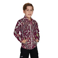 Crewel Fabric Tree Of Life Maroon Wind Breaker (kids) by BangZart