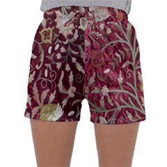 Crewel Fabric Tree Of Life Maroon Sleepwear Shorts