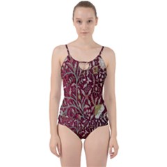 Crewel Fabric Tree Of Life Maroon Cut Out Top Tankini Set by BangZart