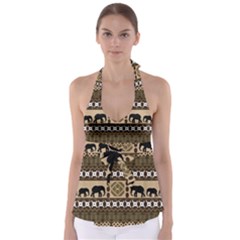 Elephant African Vector Pattern Babydoll Tankini Top by BangZart