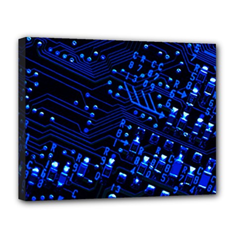 Blue Circuit Technology Image Canvas 14  X 11  by BangZart