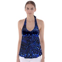 Blue Circuit Technology Image Babydoll Tankini Top by BangZart