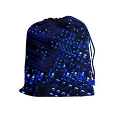 Blue Circuit Technology Image Drawstring Pouches (extra Large)