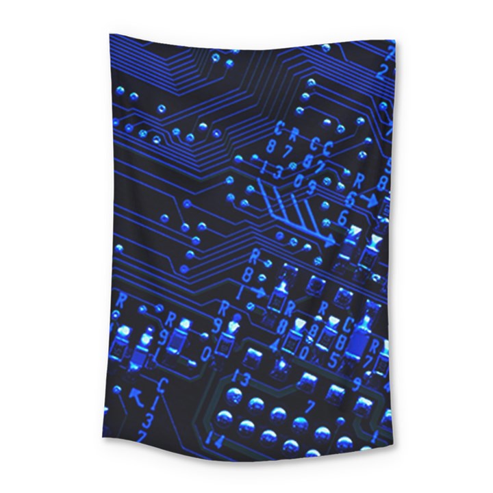 Blue Circuit Technology Image Small Tapestry